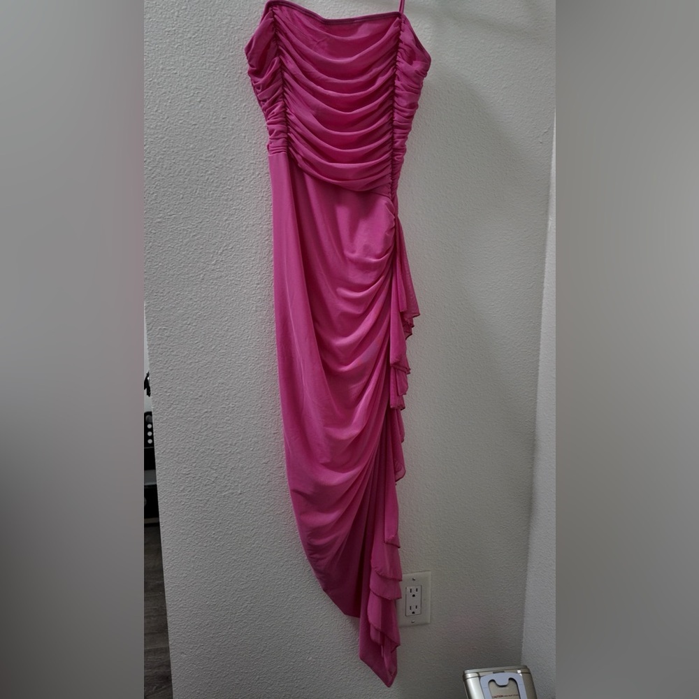 Elegant Pink Draped Dress